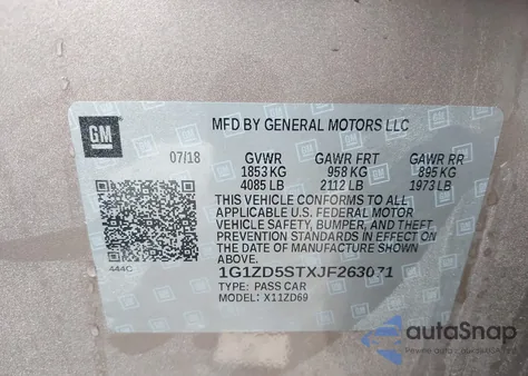 2018 Chevrolet Malibu Lt from USA, damaged, VIN 1G1ZD5STXJF263071